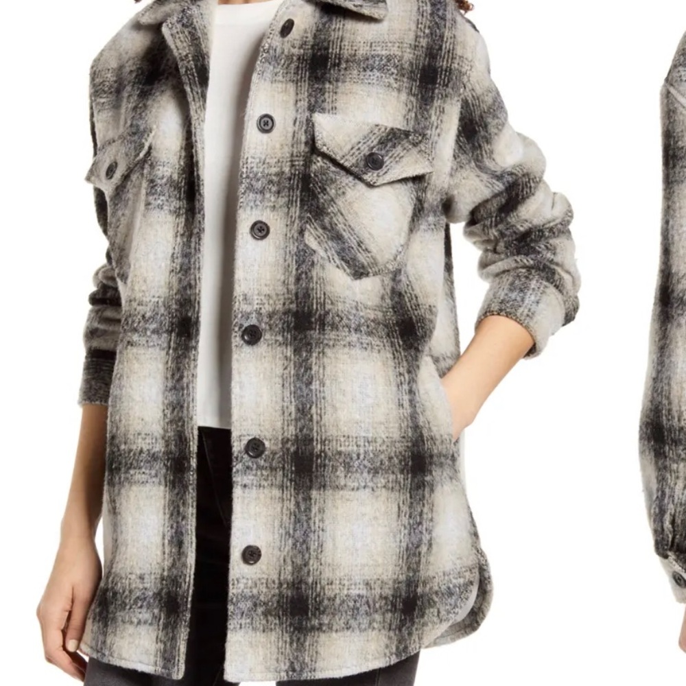 Thread & Supply Shirt Jacket in Grey Plaid (size xs)